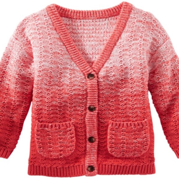 OSHKOSH B'GOSH Baby Girls Knit Cotton Cardigan Ombre Sweater with Pocket… - Picture 4 of 4